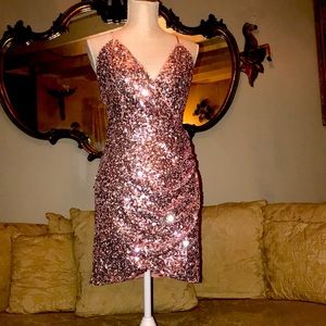 Stunning “Pink Lily “ designer Sequins vintage dress